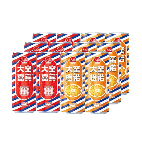 【2件9.2折】大窑嘉宾/橙诺汽水 儿时老式饮品冰爽碳酸饮料330ml