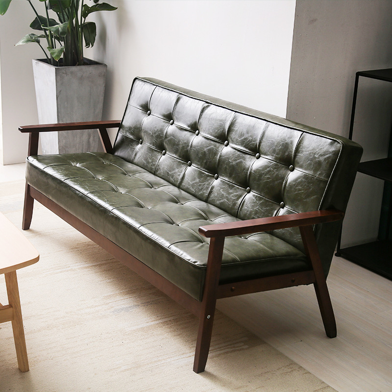 新款北欧现代简约三人咖啡厅奶茶店沙发小户型皮艺客厅简易沙发椅