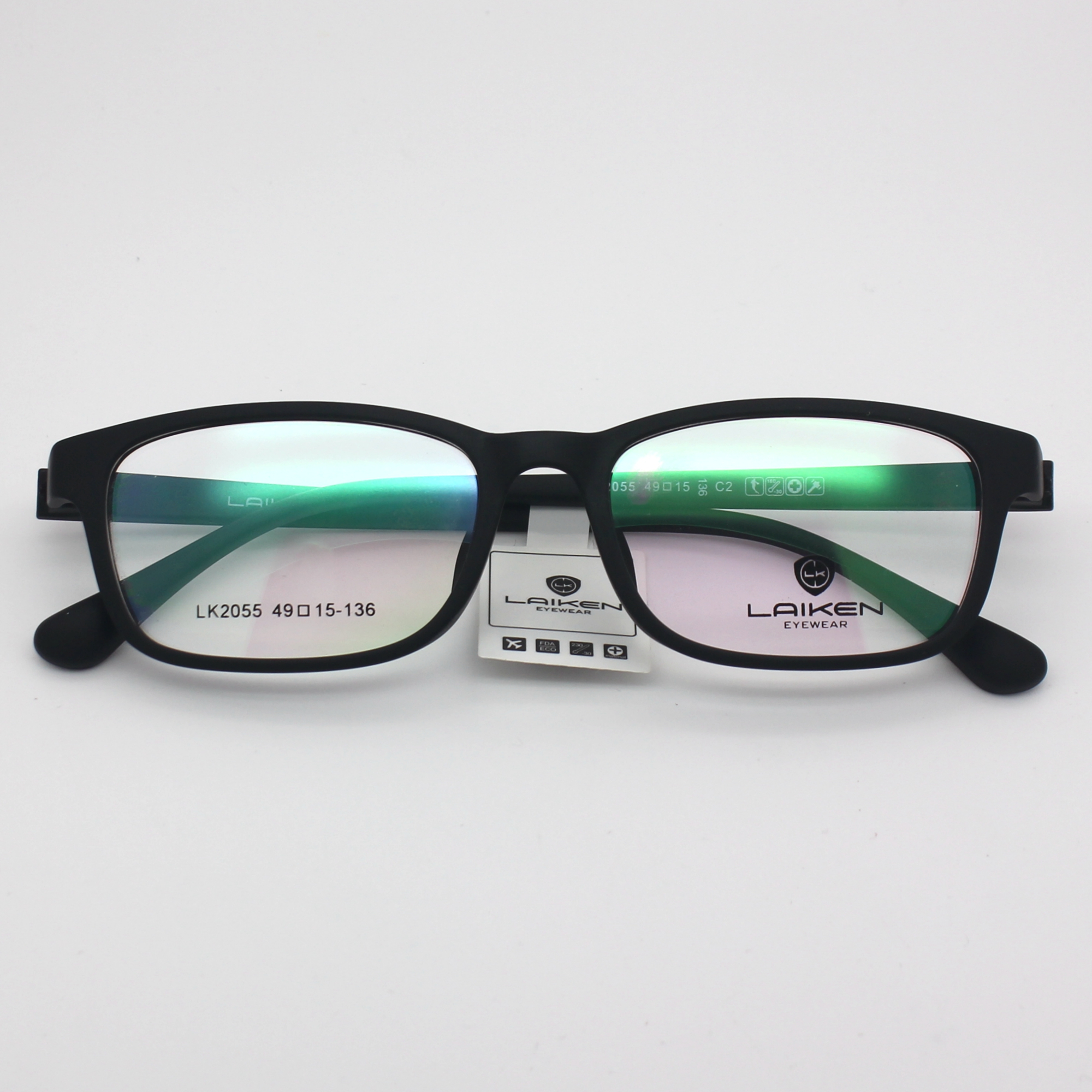 LAIKEN莱肯小框眼镜架超轻无螺丝黑色全框眼镜配高度数近视LK2055