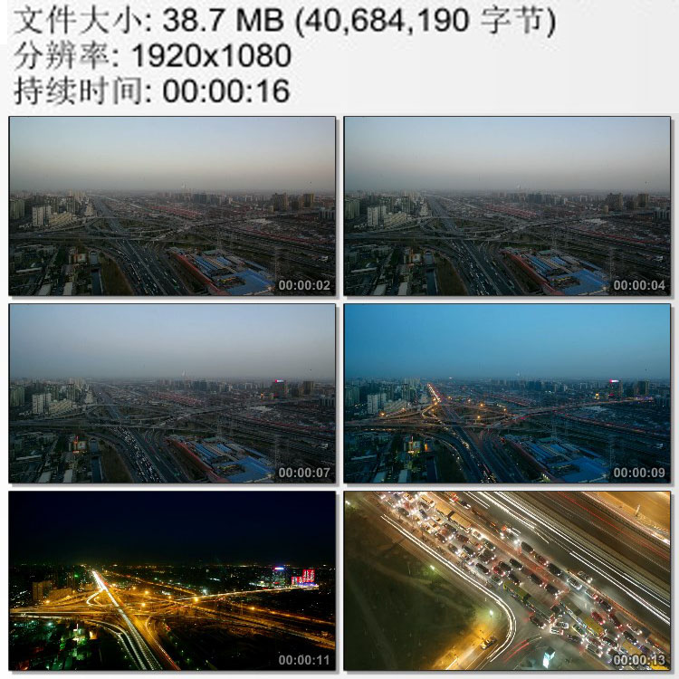 北京立交桥高架桥交通枢纽 黄昏入夜 车流光影 高清视频素材