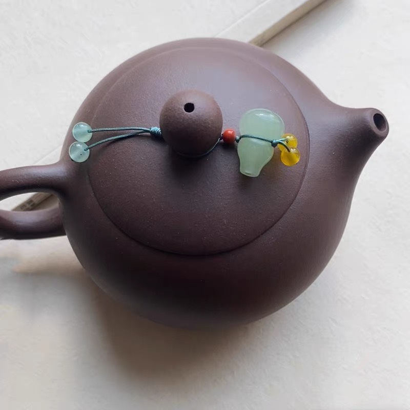 手工编绳茶壶吊坠紫砂壶挂件壶盖小提溜可调节款玉葫芦中式工艺品