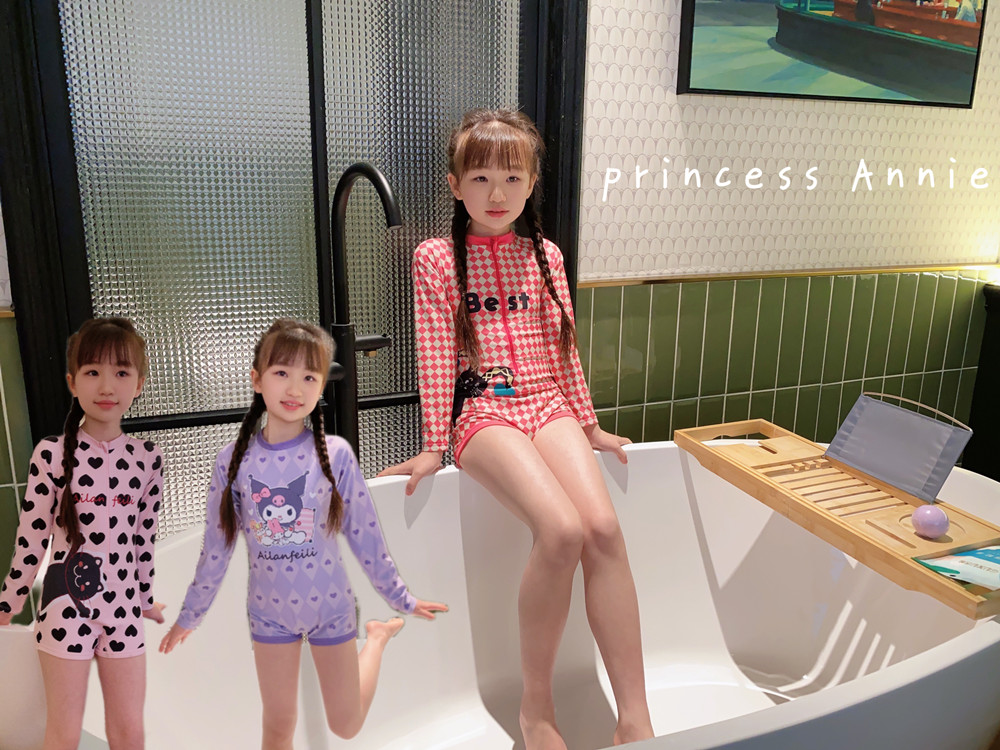Princess Annie 新款韩国卡通防晒平角女童泳衣 送游泳帽