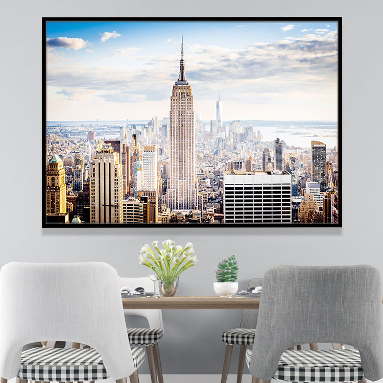 曼哈顿高楼帝国大厦装饰画美国纽约城市风景晶瓷画五星级酒店挂画