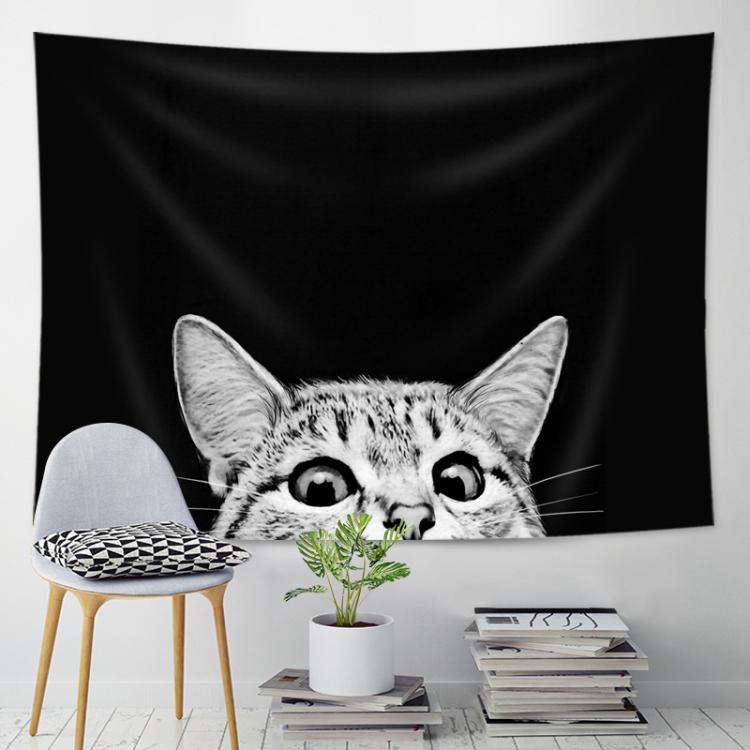 ins黑白猫咪挂布网红直播拍照背景布房间装饰挂毯床头动物墙布