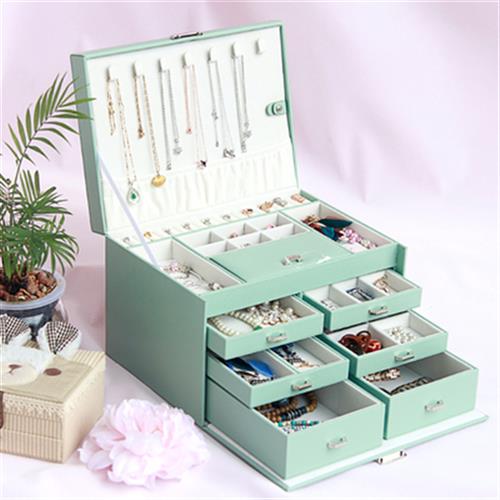 首饰盒欧式公主韩国饰品收纳盒大容量带锁木质首饰箱女生结婚礼物