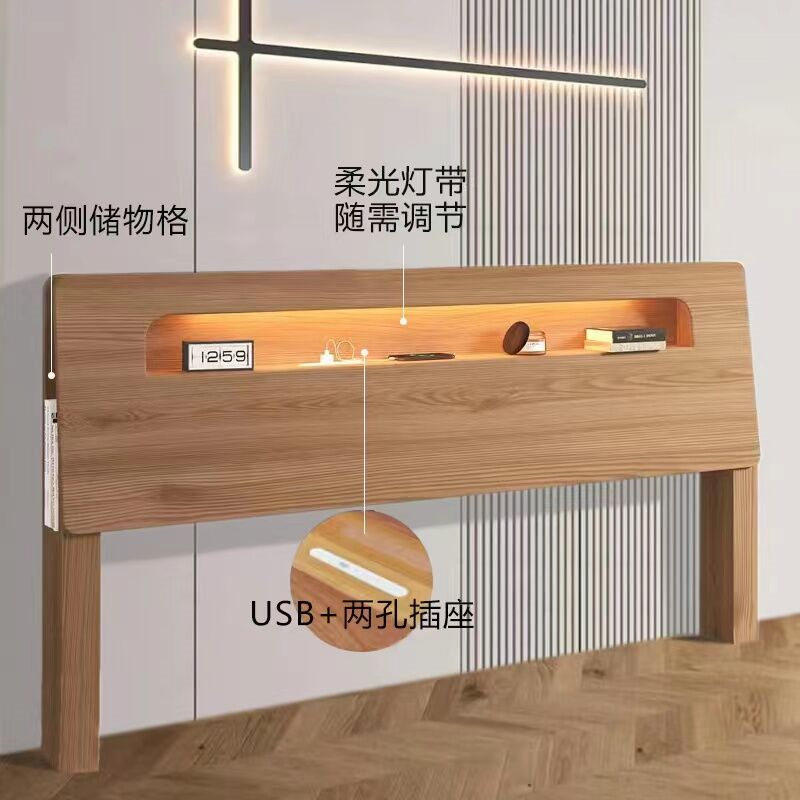 新款实木床头板单买白色床靠背实木落地烤漆韩式床头板1.8米双人