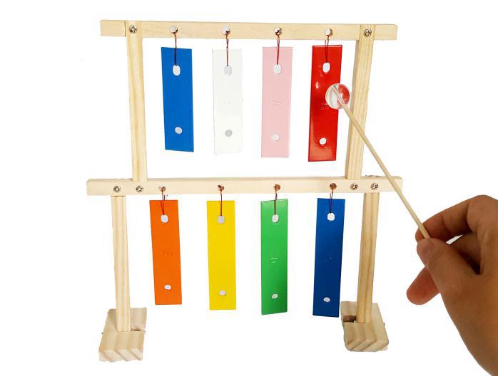 手工发明diy纸板材料包幼儿园自制弦乐器编钟八音钢琴乐器玩教具