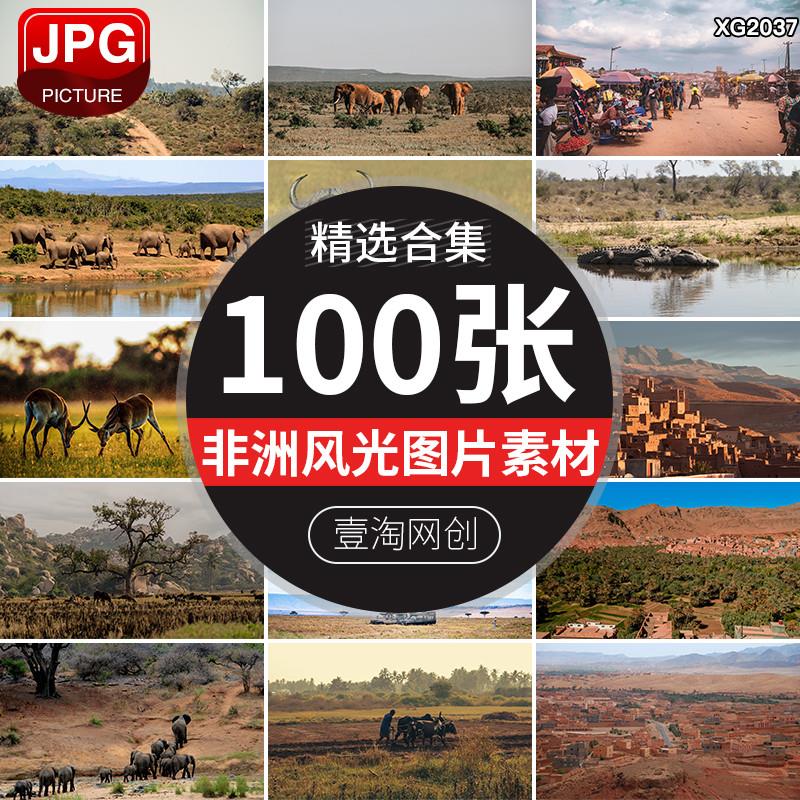 非洲自然风景观大草原野生动物大象人文旅游JPG照片图片设计素材