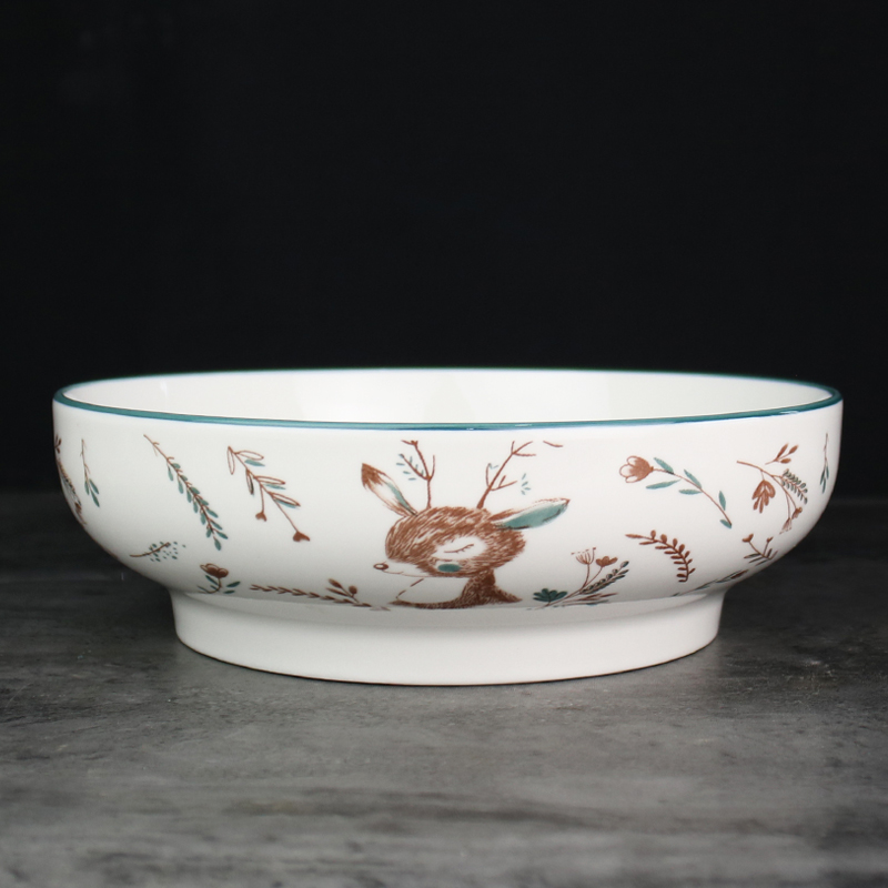 一鹿有你小鹿家用陶瓷汤碗大碗汤碗面碗水煮鱼碗毛血旺碗创意大碗