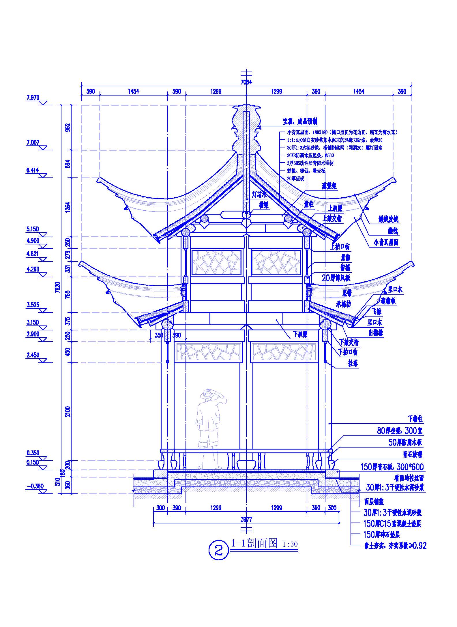 重檐六角亭庭院凉亭园林景观景亭设计平面立面剖面节点CAD施工图