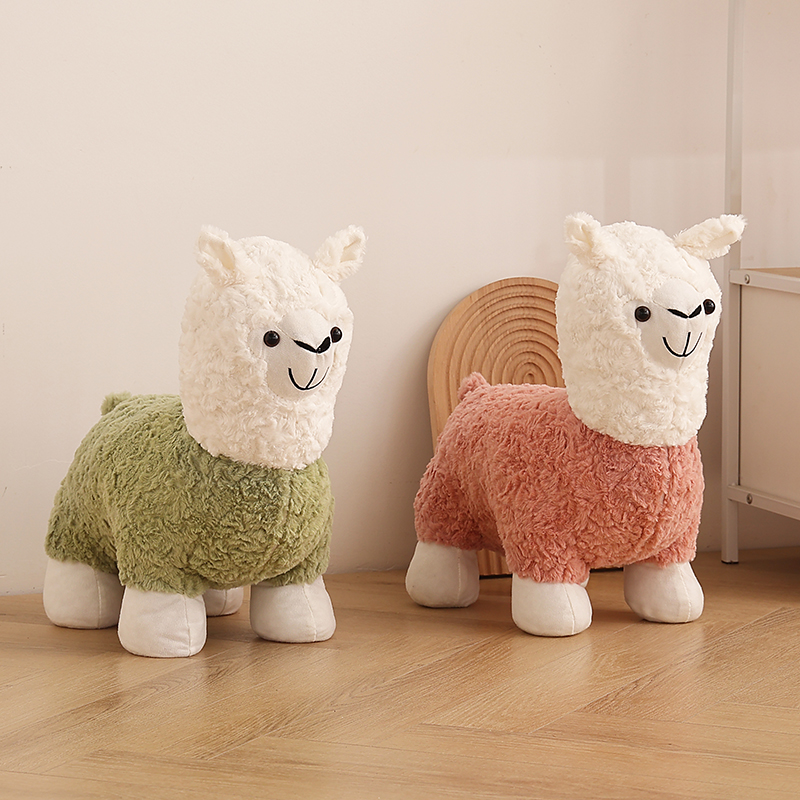 羊驼凳子网红小羊坐凳动物凳家用客厅摆件座椅可爱卡通儿童沙发凳