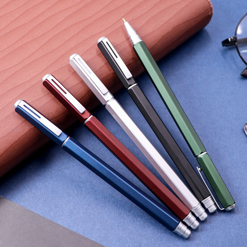 派通 BLN665E 六角金属杆中性笔0.5mm办公财务签字笔速干水笔