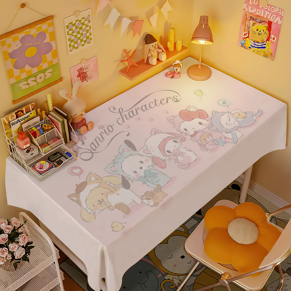 玉桂狗卡通日式防水免洗耐脏书桌布家用长方形餐桌布儿童房桌垫