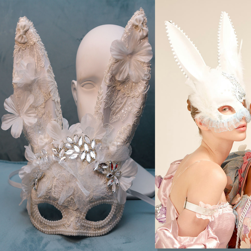 假面女凰狂欢夜店酒吧装扮面具化妆舞会半脸性感兔女郎面罩兔面具