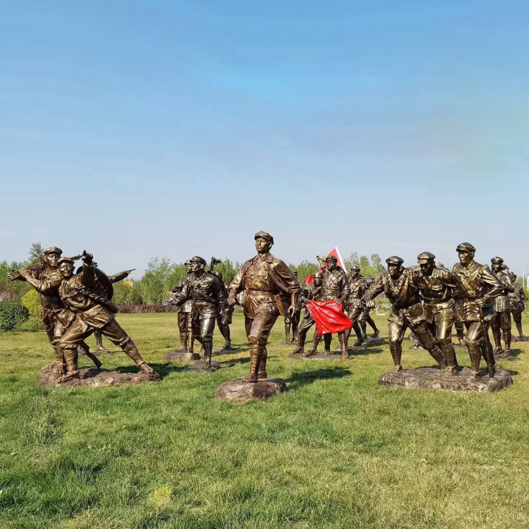 红军雕塑过草地长征八路军南昌起义雕像人物定制延安胜利会师摆件