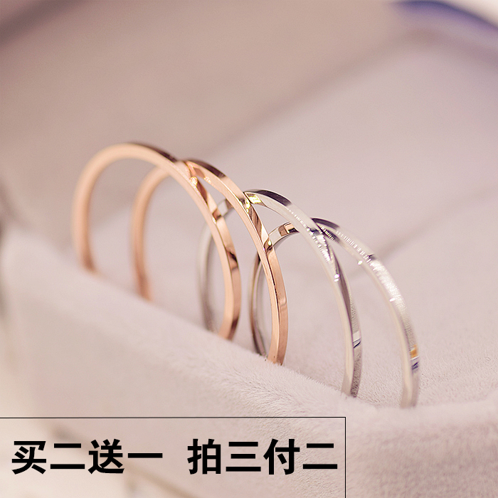 二送一韩版简约细款18K玫瑰金钛钢戒指关节戒尾戒情侣女饰品指环