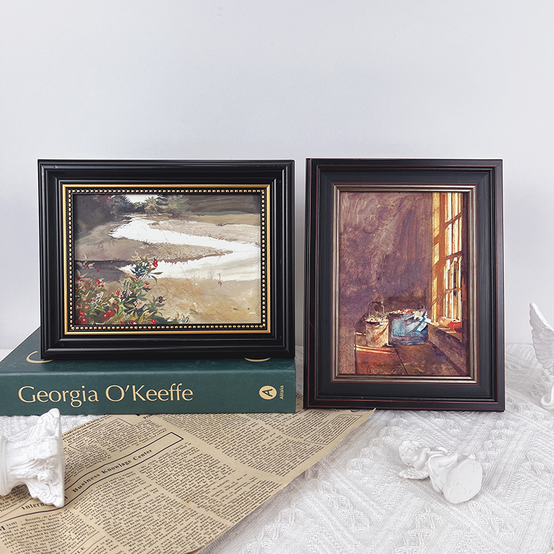 安德鲁怀斯复古桌面摆件美式相框摆台客厅卧室办公桌油画装饰画