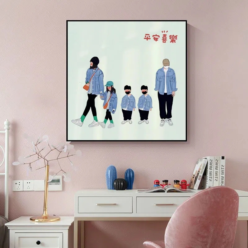 【幸福一家人】数字油画diy创意手绘填色客厅房间背景墙装饰挂画