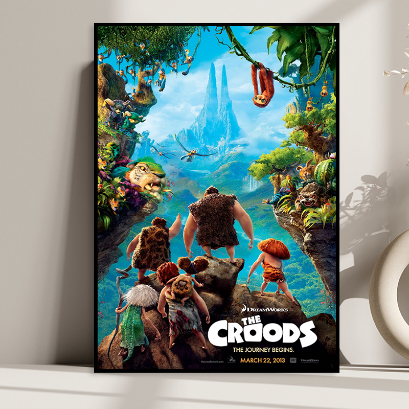 The Croods 疯狂原始人电影海报装饰画动画卡通儿童房床头挂画