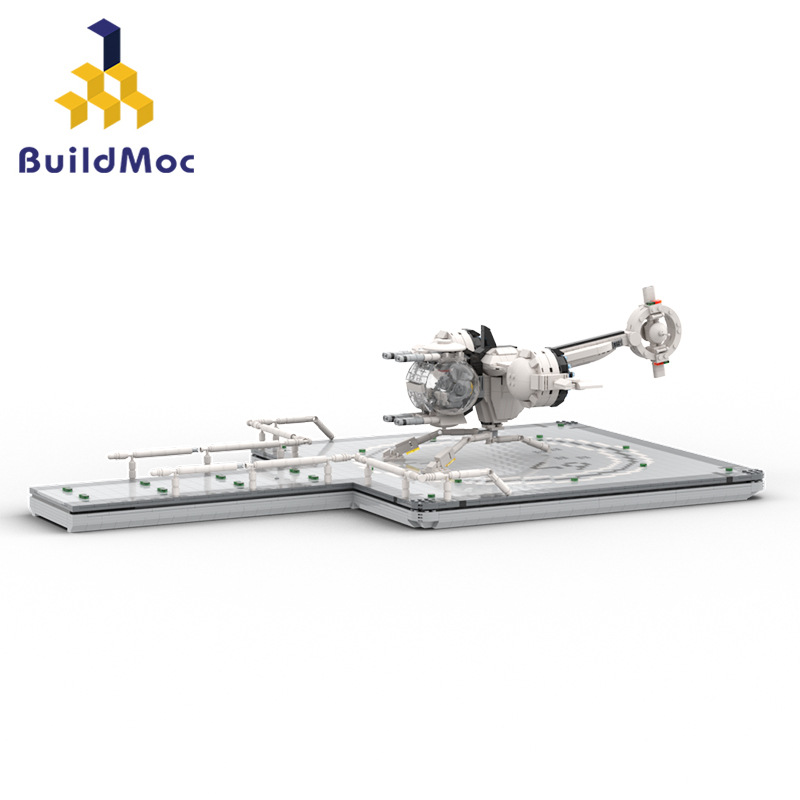 BuildMOC拼装积木玩具遗落战境泡泡船停机坪场景未来战机飞机模型