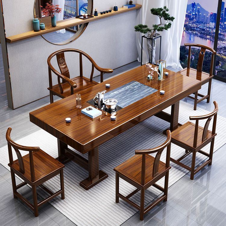 促大板茶桌办公室茶具套装一体功夫茶几泡茶台纯实木茶桌椅组合新