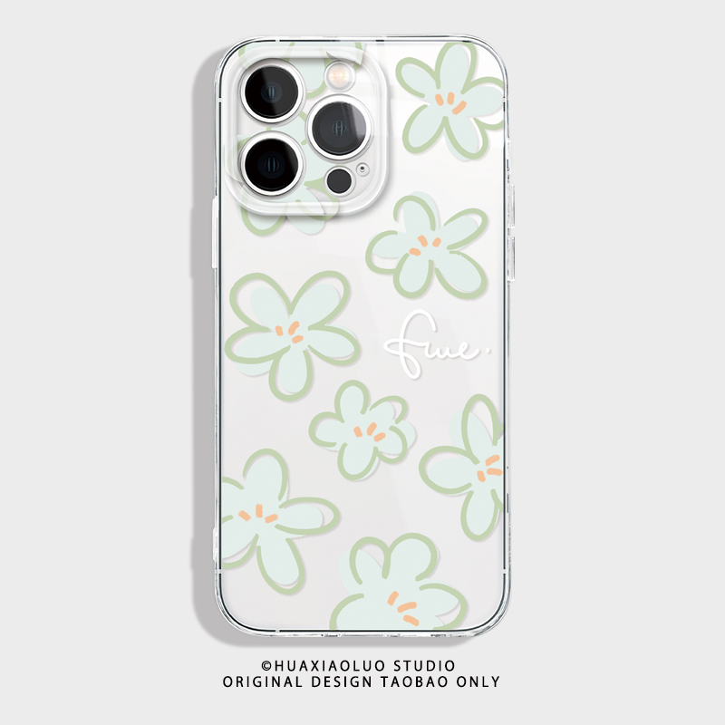 小小的花园~透明可爱花朵iPhone15promax苹果13小米14华为mate60新款12适用oppo少女心xr一加11全包手机壳p60