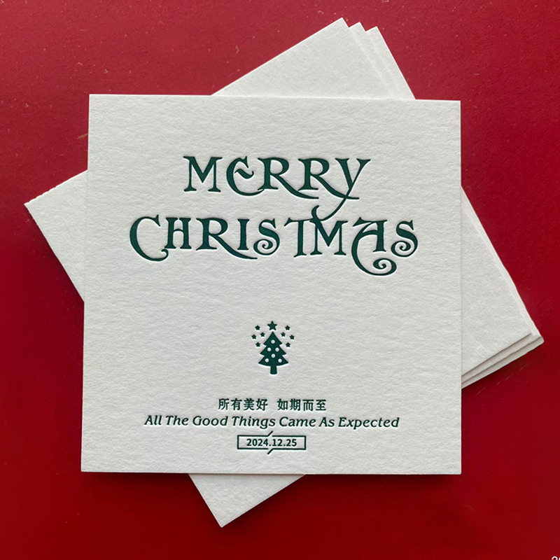圣诞节快乐卡片定制高端凸版高级感印刷贺卡祝福卡创意简约设计订做礼品印刷小卡片感谢饼干礼盒伴手礼聖誕節