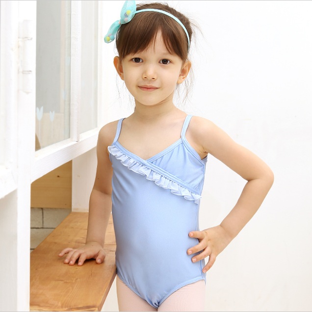 韩国正品芭蕾裙儿童练功舞蹈服女孩公主蓝色演出跳舞紧身打底服67