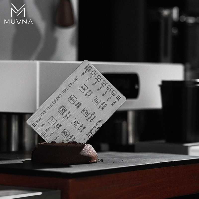 MUVNA慕威纳 研磨刻度调整参考尺咖啡器具粉粗细参考对比卡不锈钢