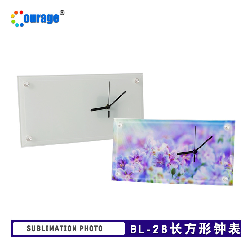 热转印空白耗材长方形钟表玻璃画相框摆台照片写真纪念BL-28