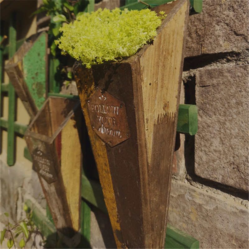 实木老木头纯手工制作复古欧美风格壁挂花盆花盒花园装饰园艺杂货