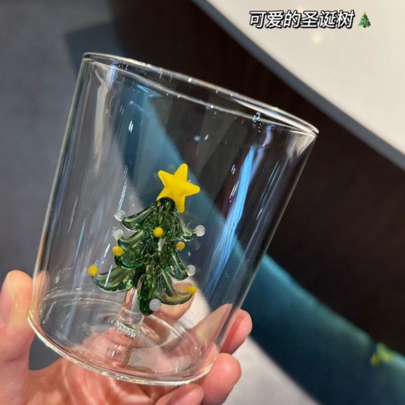 圣诞树杯子手工立体圣诞树造型玻璃杯创意礼物水杯送朋友圣诞礼物