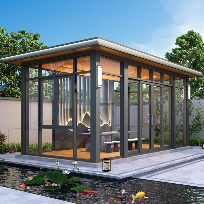 室外茶室新中式铝合金凉亭 现代庭院铝艺户外花园别墅院子阳光房