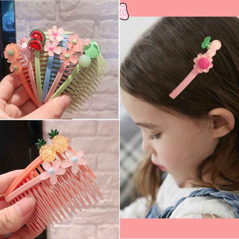 韩国儿童整理发梳防滑插梳头饰小女孩刘海梳公主卡通动物碎发发卡