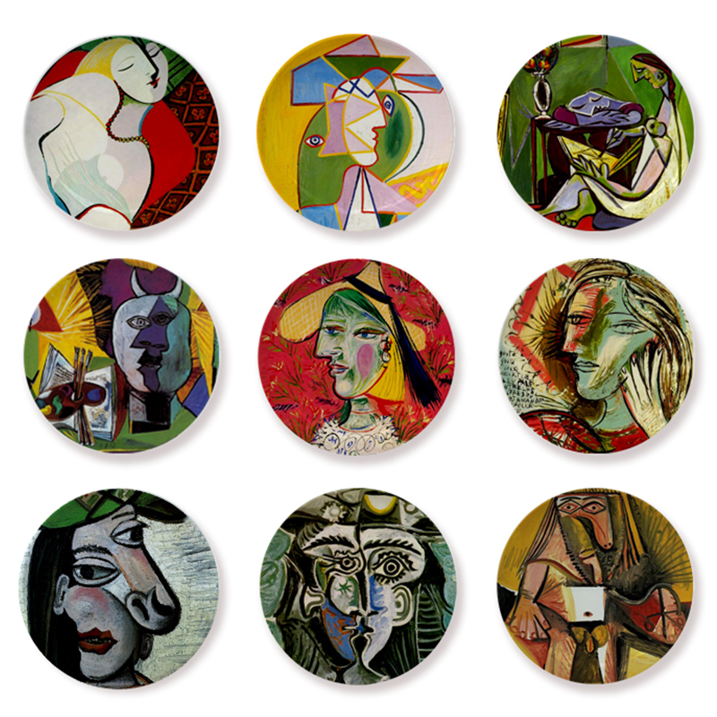毕加索油画名画作品陶瓷挂盘背景墙装饰盘子客厅餐厅墙面艺术挂画