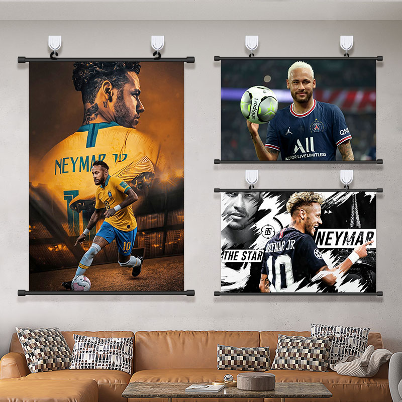 足球内马尔海报巴黎圣日耳曼球星世界杯客厅贴纸寝室墙纸装饰挂画