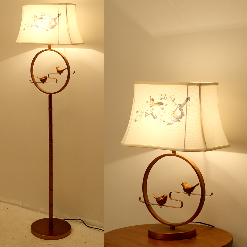 新中式复古创意小鸟台灯客厅书房房间卧室床头中国风立灯落地灯