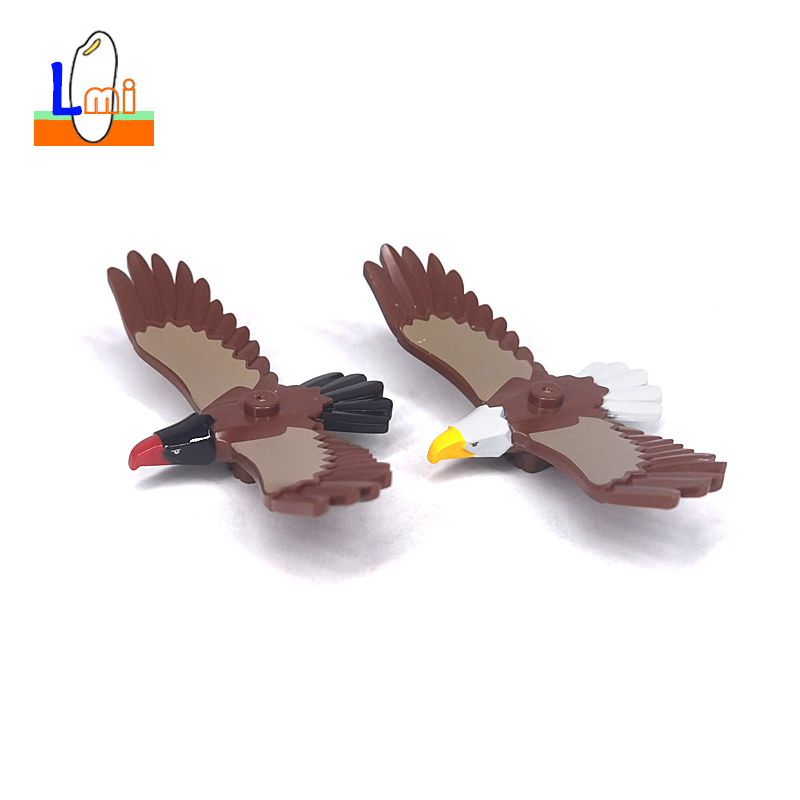 国产小颗粒积木老鹰白头鹰动物玩具零配件印刷件鹰酱MOC场景宠物