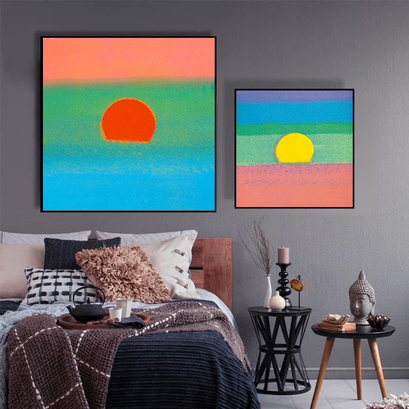 安迪沃霍尔挂画日出和日落艺术作品强烈色彩对比挂画北欧抽象客厅