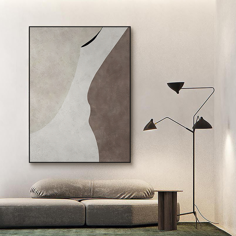 黑白灰大幅落地装饰画诧寂风简约抽象客厅沙发背景墙挂画玄关壁画