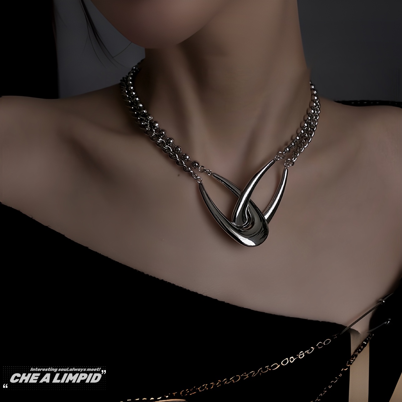 CHEALIMPID/.几何不规则金属缠绕赛博朋克小众设计高级感男女项链