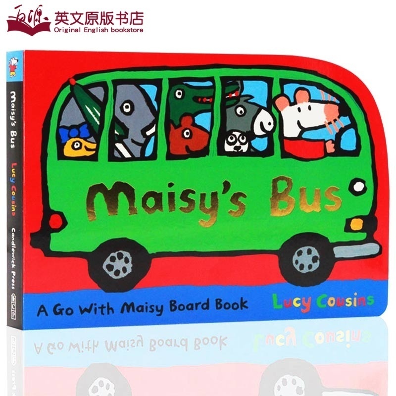 小鼠波波系列英文原版Maisy's Bus小鼠波波的公交车交通工具Lucy Cousins异形英语启蒙纸板书3-5-6岁早教图画书精装绘本masiy