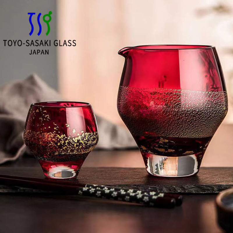日本进口东洋佐佐木水晶玻璃手工制作威士忌杯烈酒杯金箔杯公道杯