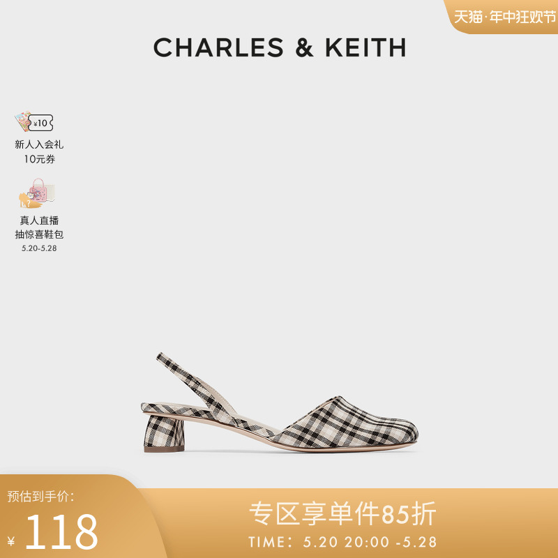 CHARLES＆KEITH春夏女鞋CK1-61720088女士时尚亮面圆头低跟凉鞋女