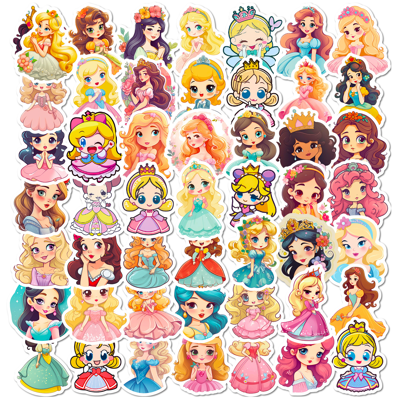 50张卡通裙子少女公主贴画幼儿园儿童玩具涂鸦女孩美丽公主贴纸