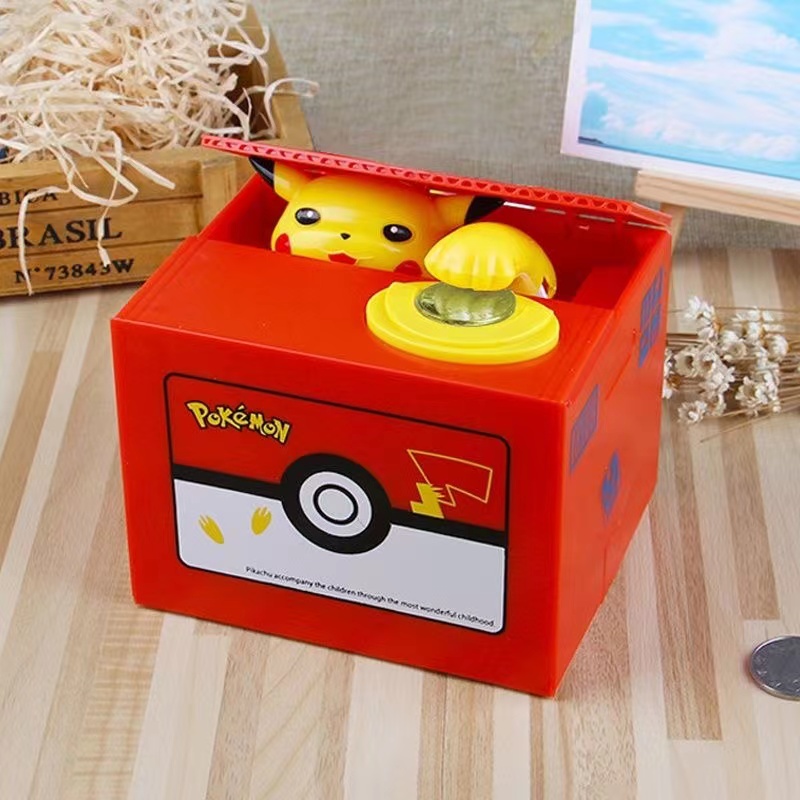 皮卡丘会偷钱的存钱罐创意儿童男孩同款网红偷钱猫储蓄箱硬币电动