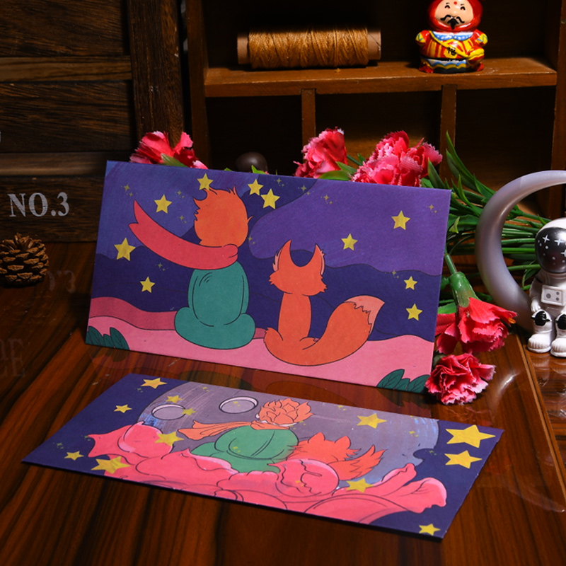 烫金小众高级感信封信纸套装生日贺卡和加小卡片创意可爱卡通学生儿童手写书信纸星空小王子西式好看漂亮的