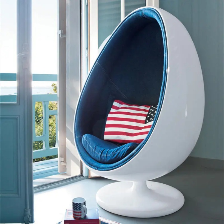 懒人铝皮创意椭圆尖球形鸡蛋壳转椅太空舱仓躺椅玻璃钢泡泡胶囊椅