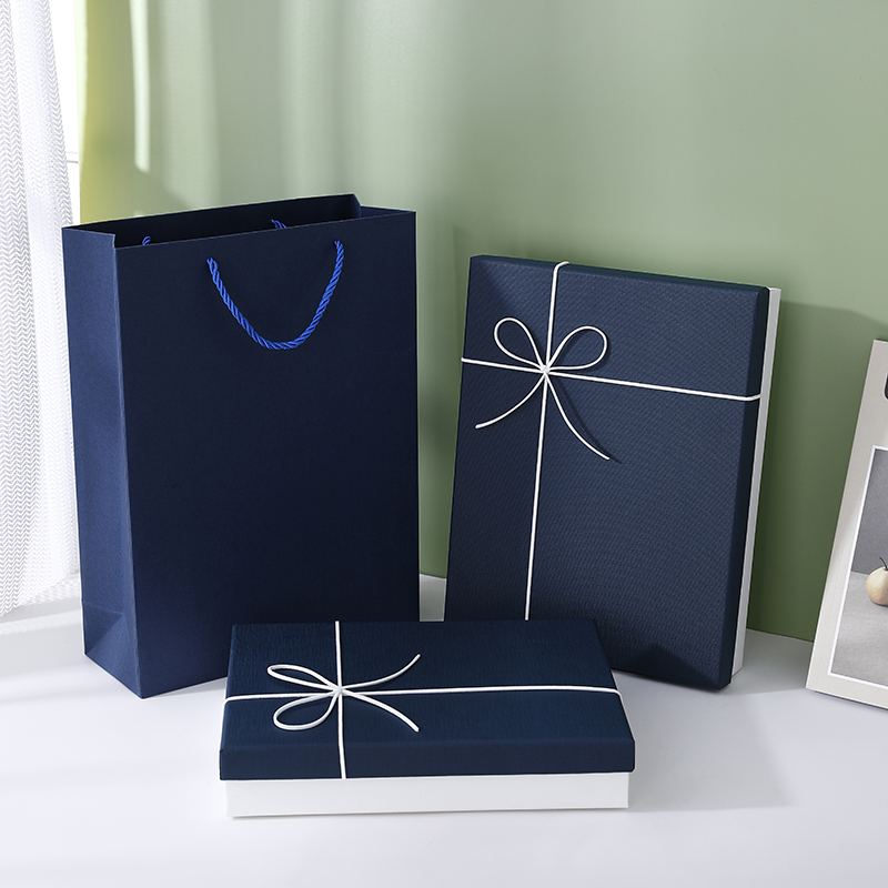 礼物盒空盒简约蓝色包装盒生日礼盒装衣服围巾大号礼品盒定制LOGO