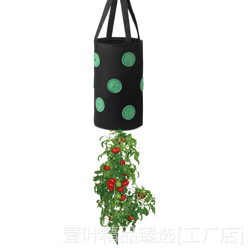新款亚马逊13孔草莓袋底部有孔悬挂式种植袋吊挂式草莓种植袋跨境
